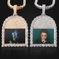 ICED OUT ROUND CUT TOMBSTONE PHOTO PENDANT + CHAIN