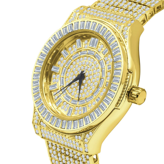 FLOODED BAGUETTE WATCH // YELLOW GOLD