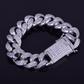 ICED STUDDED CUBAN BRACELET // WHITE GOLD 18MM