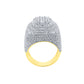 THREE ROW STONE EMBEDED RING // ICED X BAGUETTE YELLOW GOLD
