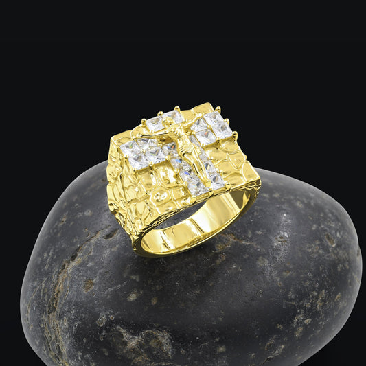 JESUS BEDDED RING // YELLOW GOLD
