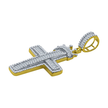 ICED ROYAL BLESSINGS CROSS PENDANT IN YELLOW GOLD