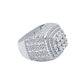 THREE ROW STONE EMBEDED RING // ICED X BAGUETTE WHITE GOLD