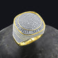 CENTER ROUND SURFACE RING // ICED X BAGUETTE YELLOW GOLD
