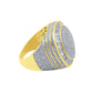 CENTER ROUND SURFACE RING // ICED X BAGUETTE YELLOW GOLD