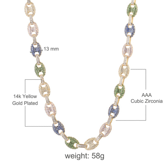 ICED OUT "WHALER" GUCCI LINK CHAIN // MULTICOLOR