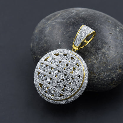 ICED OUT STONEY MEDALLION PENDANT // YELLOW GOLD