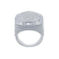 CENTER ROUND SURFACE RING // ICED X BAGUETTE WHITE GOLD