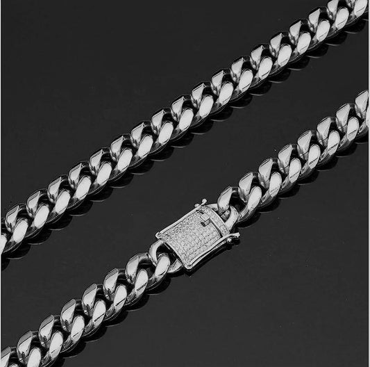 FLOODED LOCK CUBAN CHAIN // WHITE GOLD 8MM