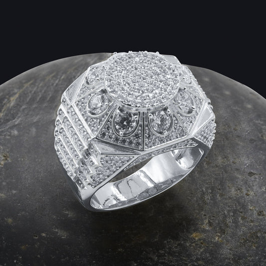 PENTAGON RING // ICED OUT WHITE GOLD