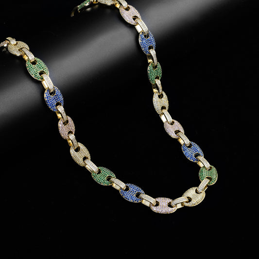 ICED OUT "WHALER" GUCCI LINK CHAIN // MULTICOLOR