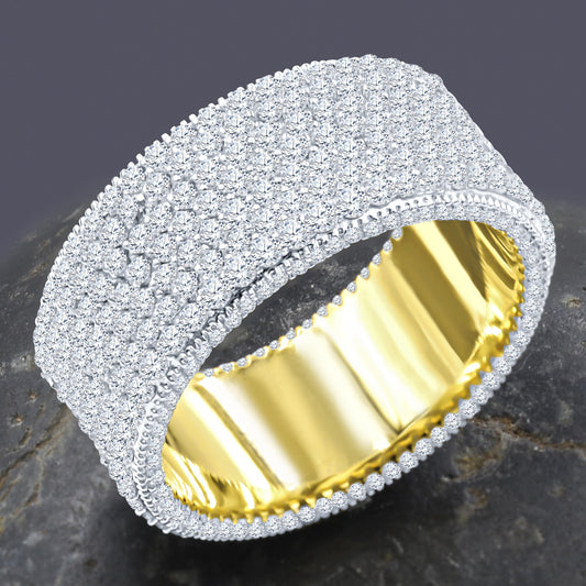 FULLY ROUND BAND RING // ICED OUT YELLOW GOLD