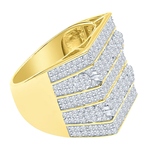 FIVE ROW SQUARE RING // ICED OUT YELLOW GOLD
