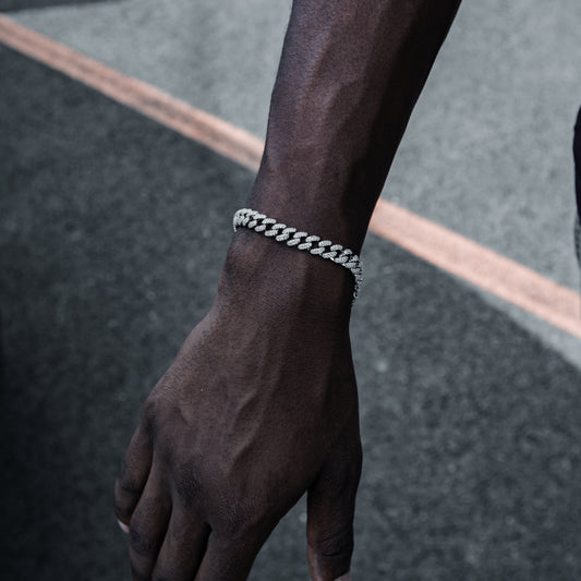 8MM ICED MIAMI CUBAN BRACELET IN WHITE GOLD