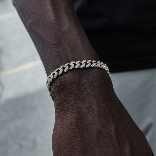 8MM ICED MIAMI CUBAN BRACELET IN YELLOW GOLD