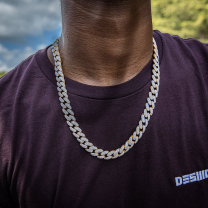 12MM ICED MIAMI CUBAN CHAIN IN YELLOW GOLD