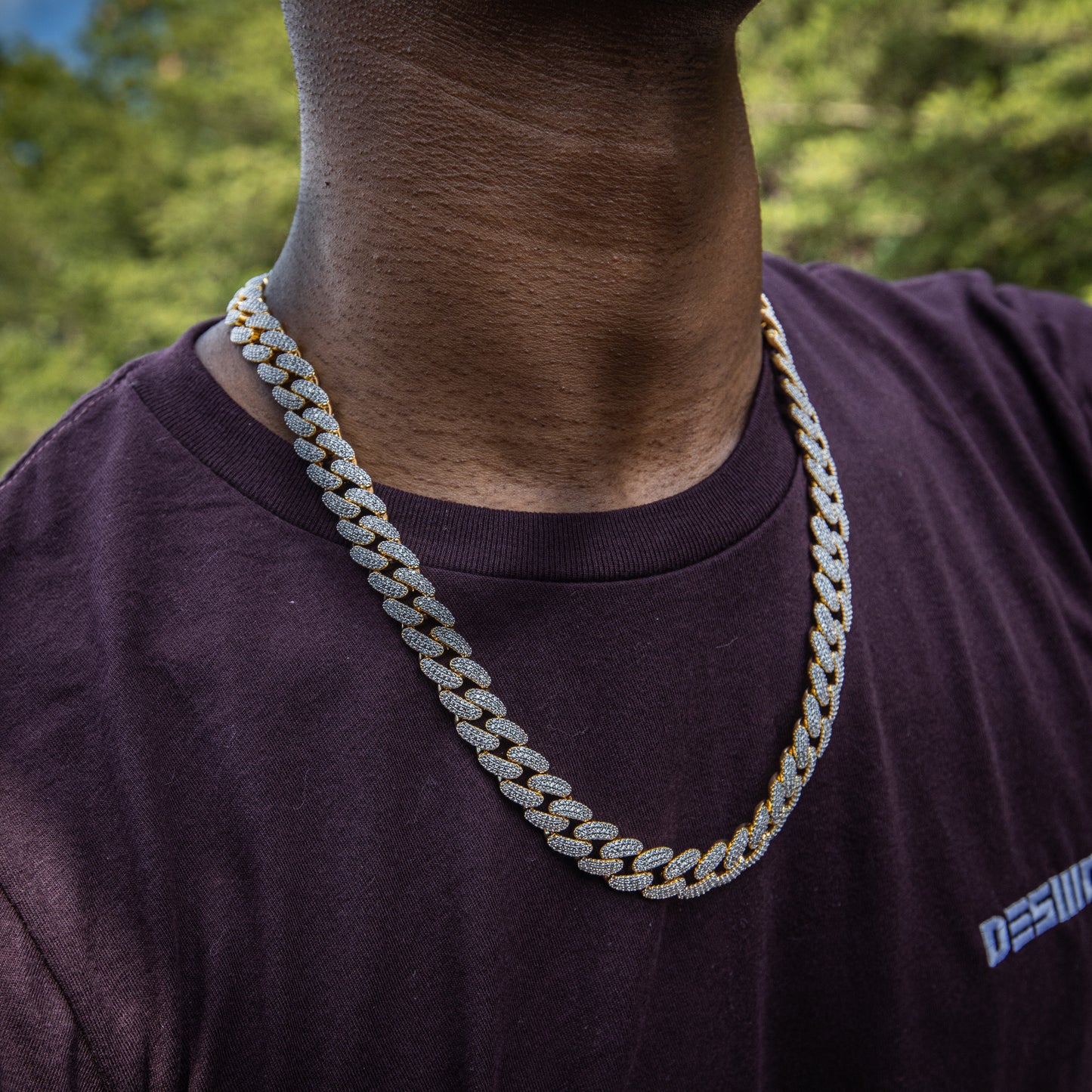 12MM ICED MIAMI CUBAN CHAIN IN YELLOW GOLD