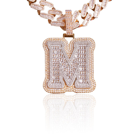 CUSTOM SINGLE INITIAL BAGUETTE PLATE PENDANT