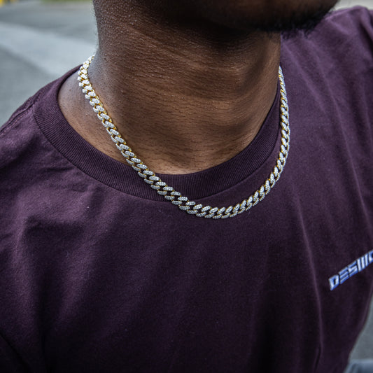 8MM ICED MIAMI CUBAN CHAIN IN YELLOW GOLD