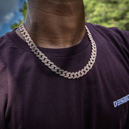 12MM ICED MIAMI CUBAN CHAIN IN ROSE GOLD