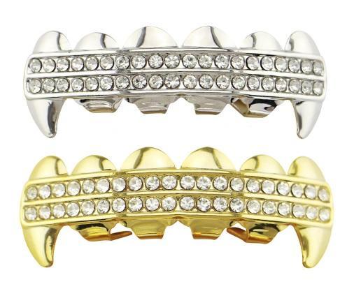 DOUBLE ROW ICED FANG GRILLZ