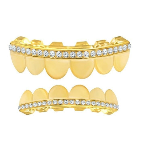 SINGLE DIAMOND ROW GRILL IN YELLOW GOLD