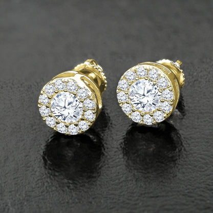 ROUND CUT DIAMOND STUD EARRINGS IN YELLOW GOLD