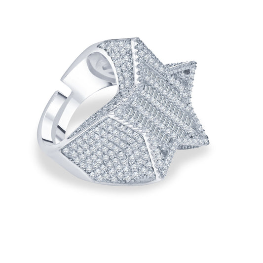 STAR RING // BAGUETTE FLOODED WHITE GOLD