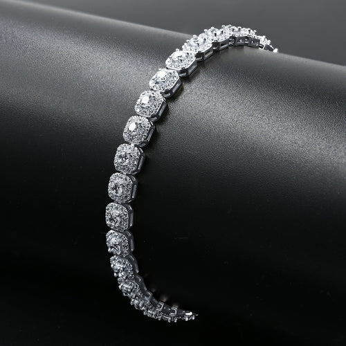 SQUARE CUT CLUSTER TENNIS BRACELET // 5MM