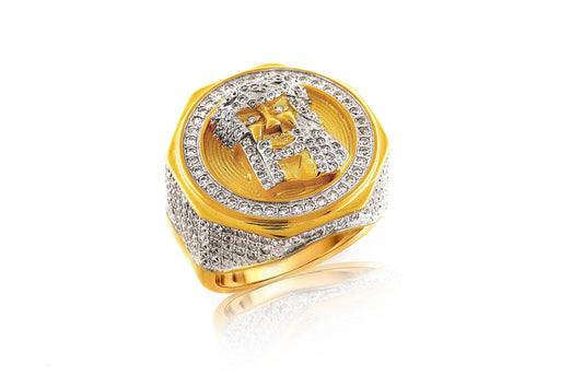 JESUS RING // ICED OUT YELLOW GOLD