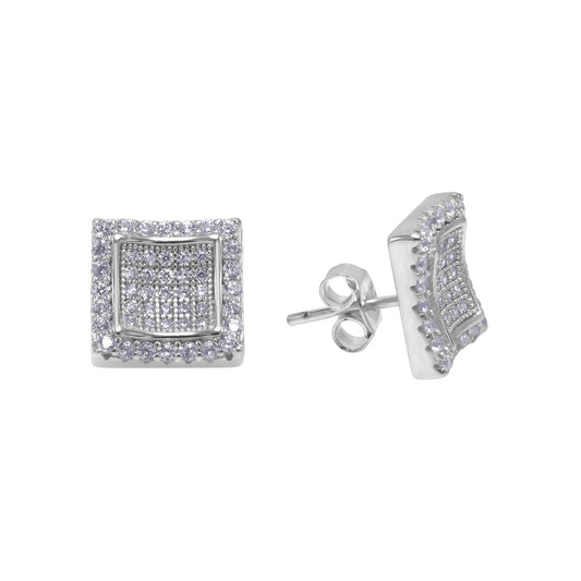 ICED CURVY // WHITE GOLD EARRINGS