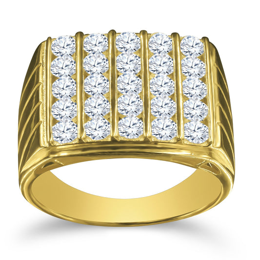 PENTA ROW RING // ICED OUT YELLOW GOLD
