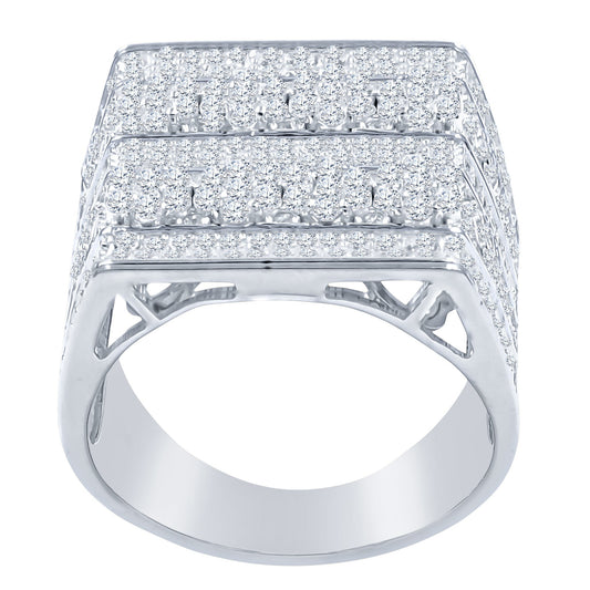 FIVE ROW SQUARE RING // ICED OUT WHITE GOLD