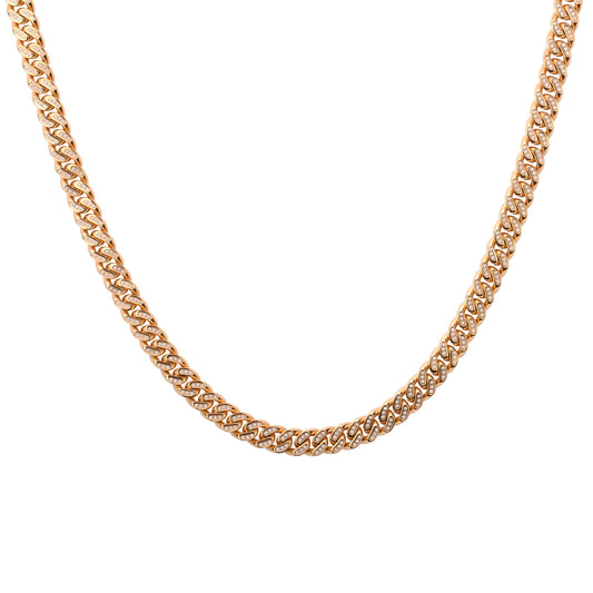 DIAMOND STUDDED CUBAN CHAIN // YELLOW GOLD 12MM