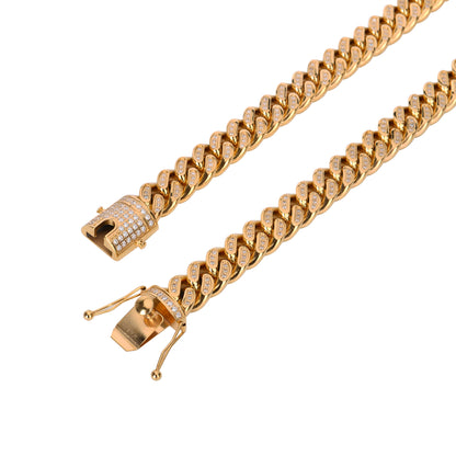 DIAMOND STUDDED CUBAN CHAIN // YELLOW GOLD 12MM