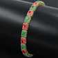 RECT CUT BAGUETTE TENNIS BRACELET // GREEN X RED 6MM