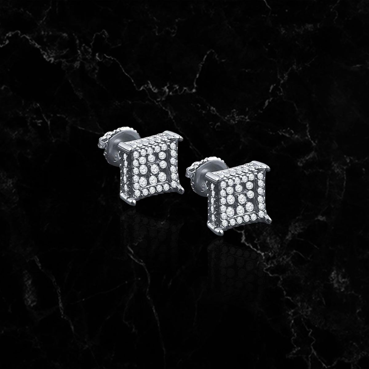 ICED SQUARE // WHITE GOLD EARRINGS