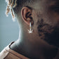 ICED MARY JAY DANGLY HOOP EARRINGS IN YELLOW GOLD