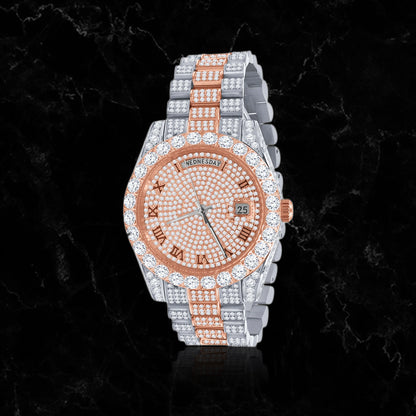 ICED OUT LOYALTY WATCH IN WHITE X ROSE GOLD