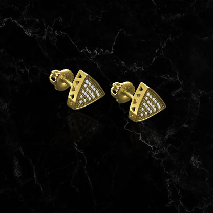 ICED OUT TRIANGLE // YELLOW GOLD EARRINGS