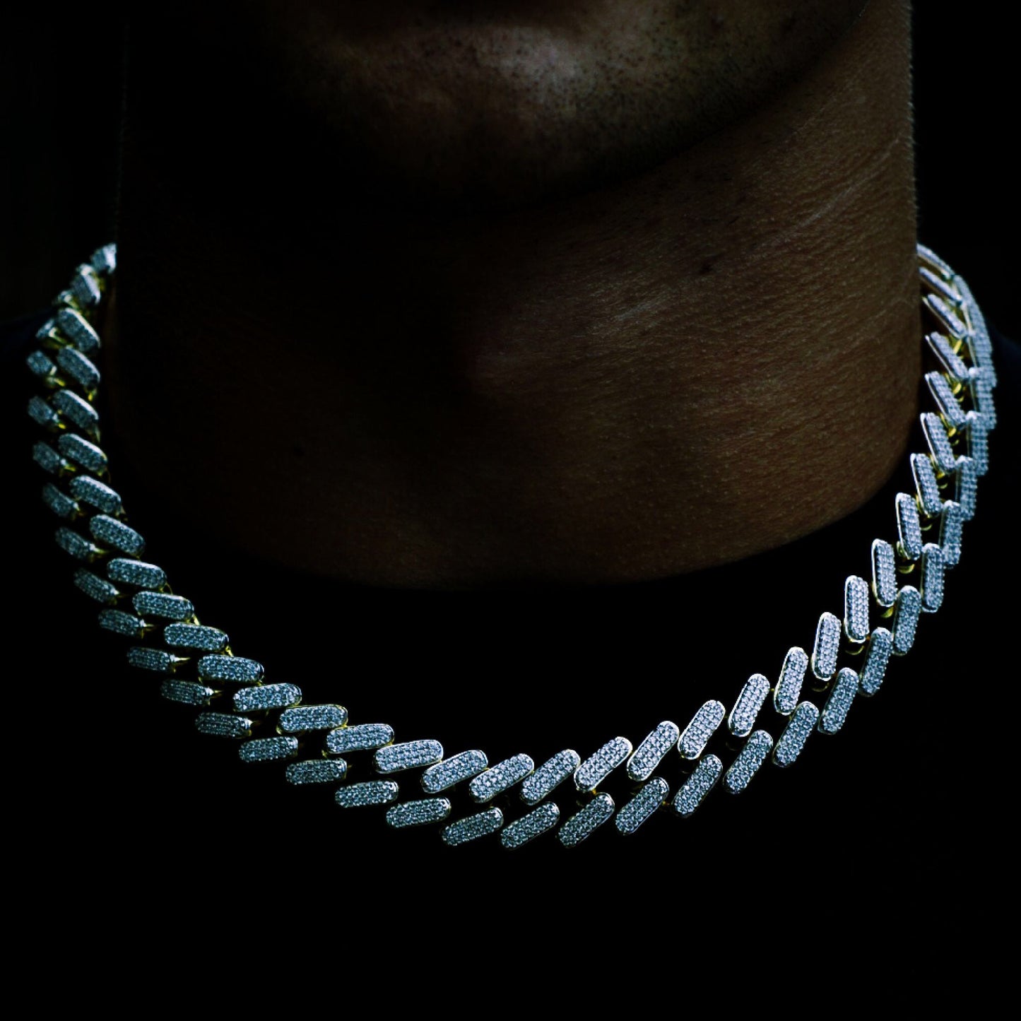 15MM ICED TACTICAL CUBAN CHAIN IN YELLOW GOLD