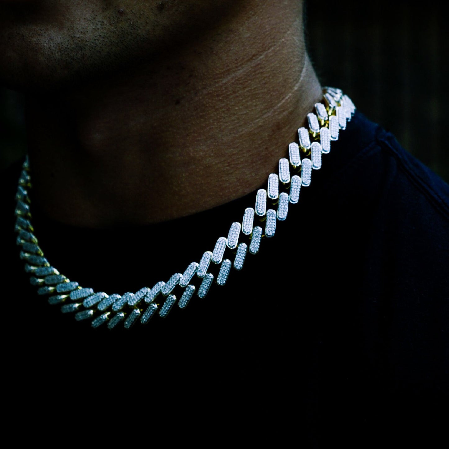 15MM ICED TACTICAL CUBAN CHAIN IN YELLOW GOLD