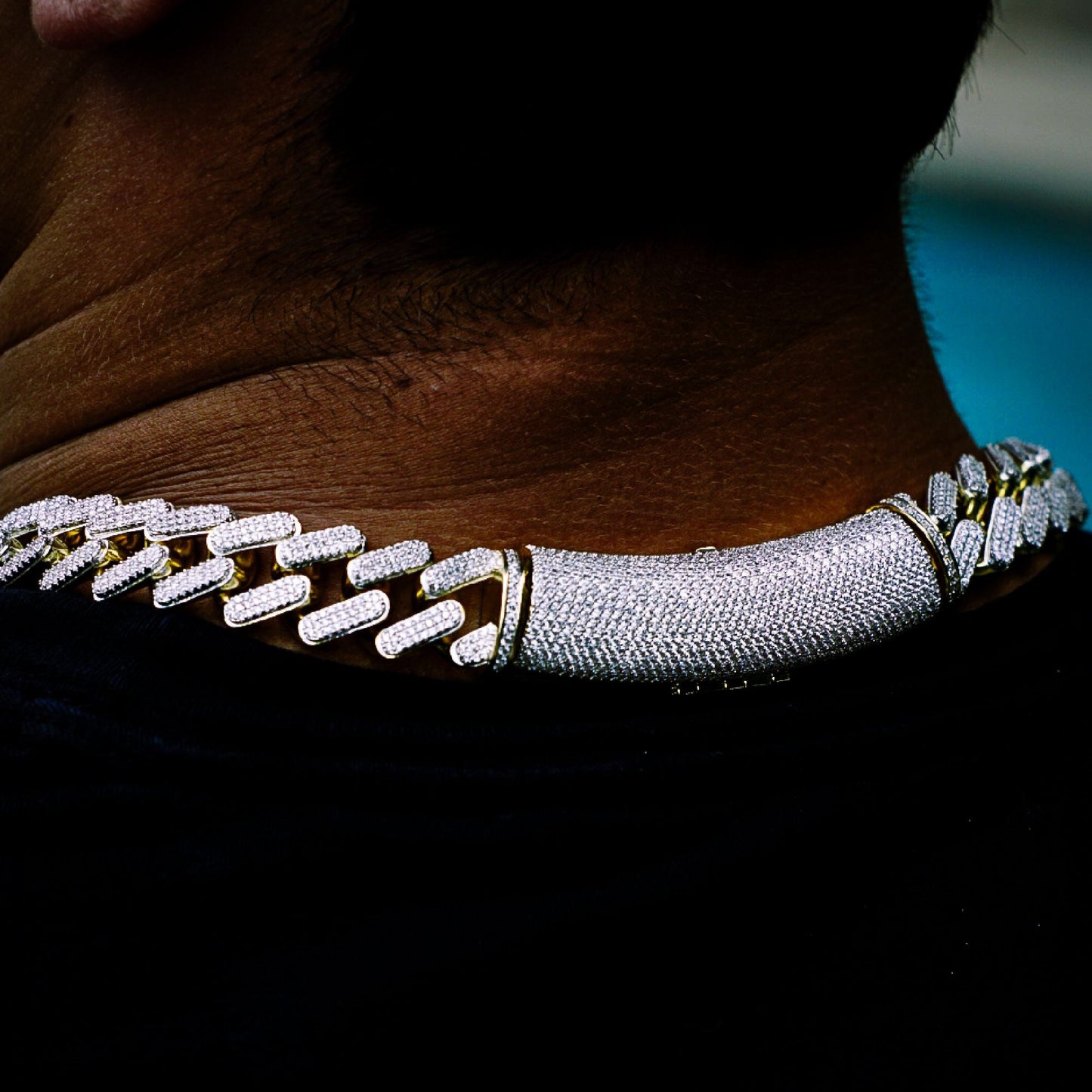 15MM ICED TACTICAL CUBAN CHAIN IN YELLOW GOLD