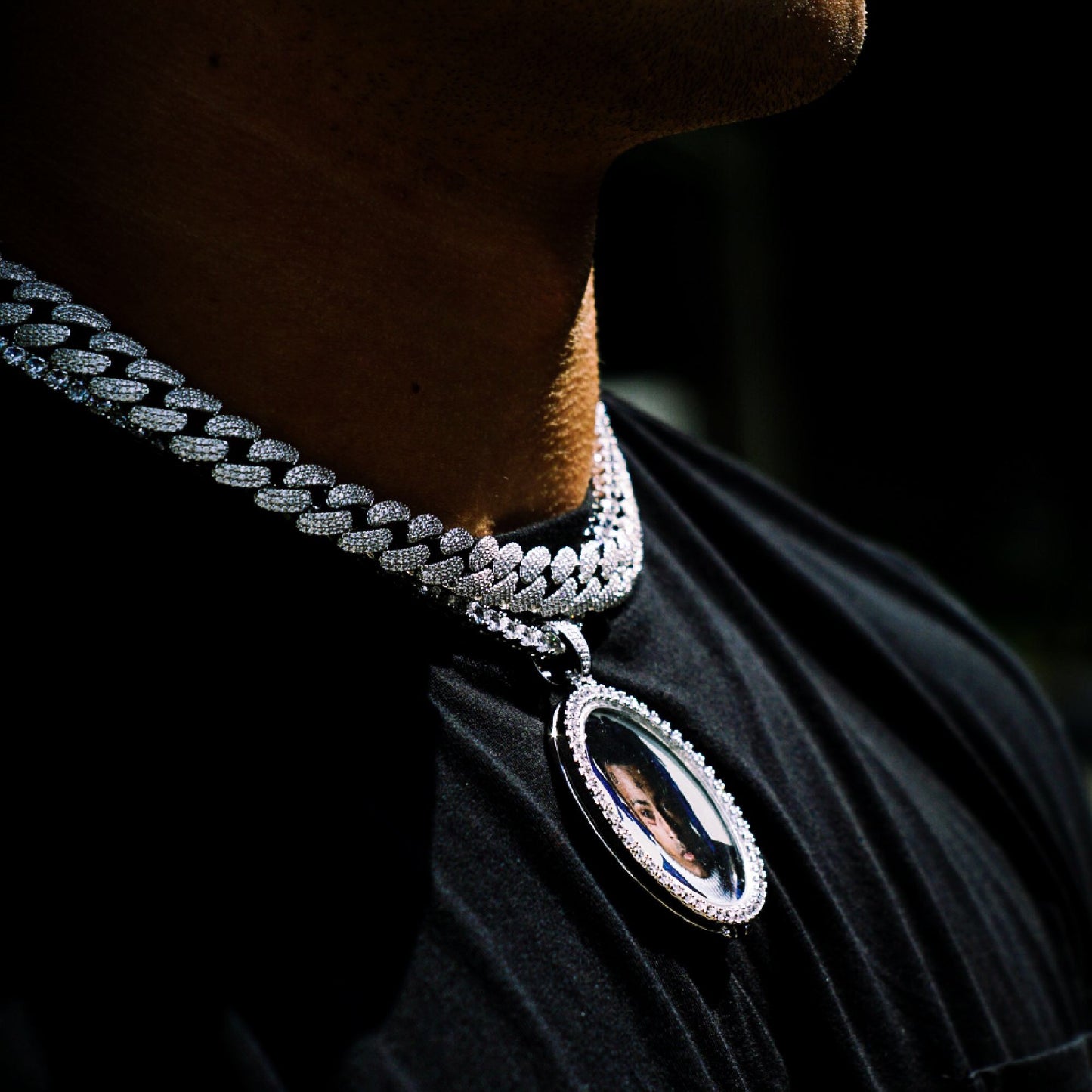 LARGE CUSTOM PHOTO MEDALLION + CHAIN