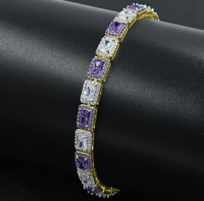 RECT CUT BAGUETTE TENNIS BRACELET // PURPLE X SILVER 6MM