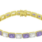 RECT CUT BAGUETTE TENNIS BRACELET // PURPLE X SILVER 6MM