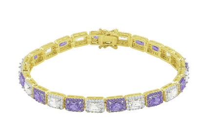 RECT CUT BAGUETTE TENNIS BRACELET // PURPLE X SILVER 6MM