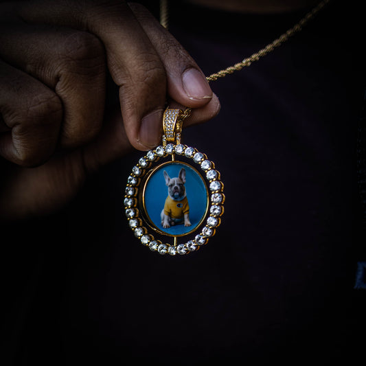 ROTATIONS // DOUBLE-SIDED PHOTO PENDANT is an essential piece to add to your collection to remember an OG in your life...5x Plated with Solid 18k Gold x Diamonds, this custom photo pendant has a breathtaking luster for a price that you simply can't find anywhere else. Stop Settling and Shop OG.