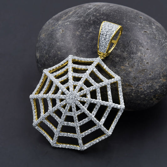 ICED SPIDER WEB PENDANT // YELLOW GOLD