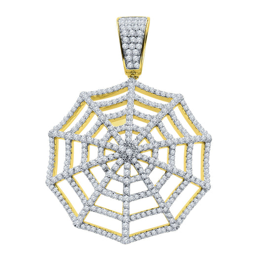 ICED SPIDER WEB PENDANT // YELLOW GOLD